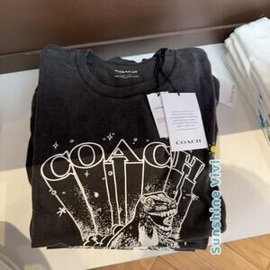 NWT COACH Men T-Rex Relaxed T-Shirt Vintage Washed Black CY573 large